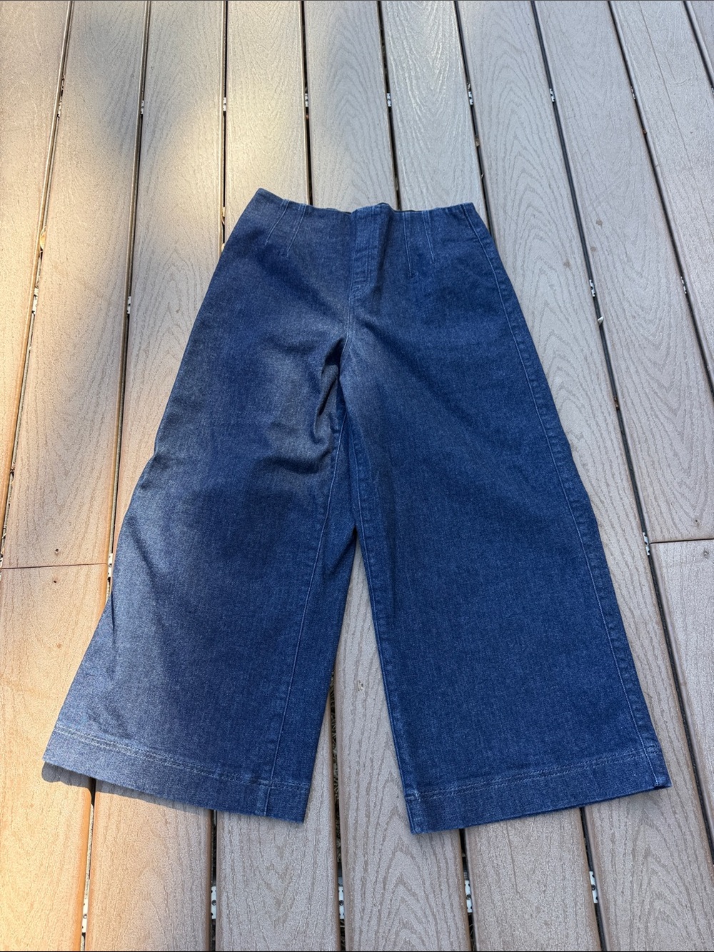 SPANX Wide Leg Pull-On Denim Jeans Dark Wash Size Large